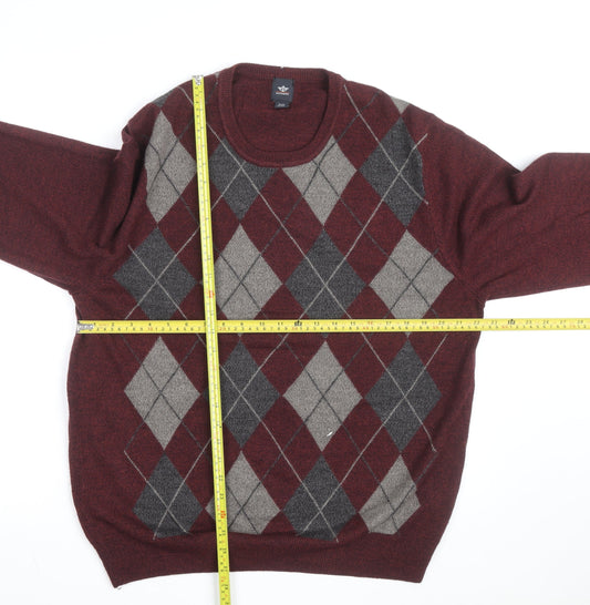 Dockers Mens Red Argyle Knit Acrylic Pullover Jumper XL