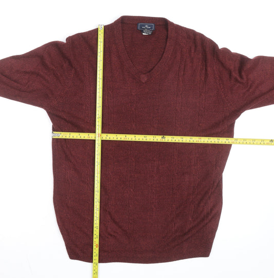 Dockers Men's Red V-Neck Acrylic Jumper Size S Classic Knit