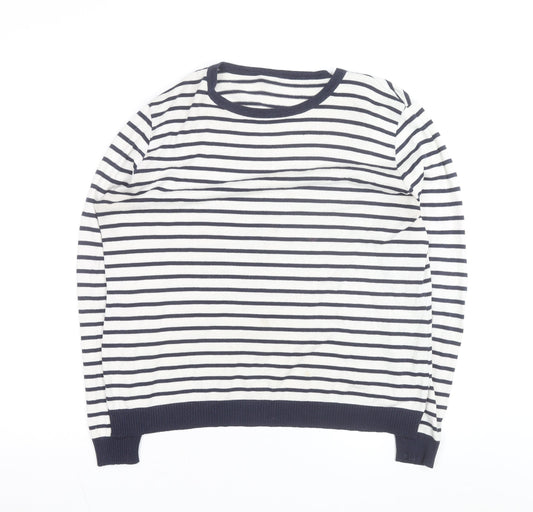Additional front view of ASOS Women’s Multicoloured Striped Crew Neck jumper, size UK 14