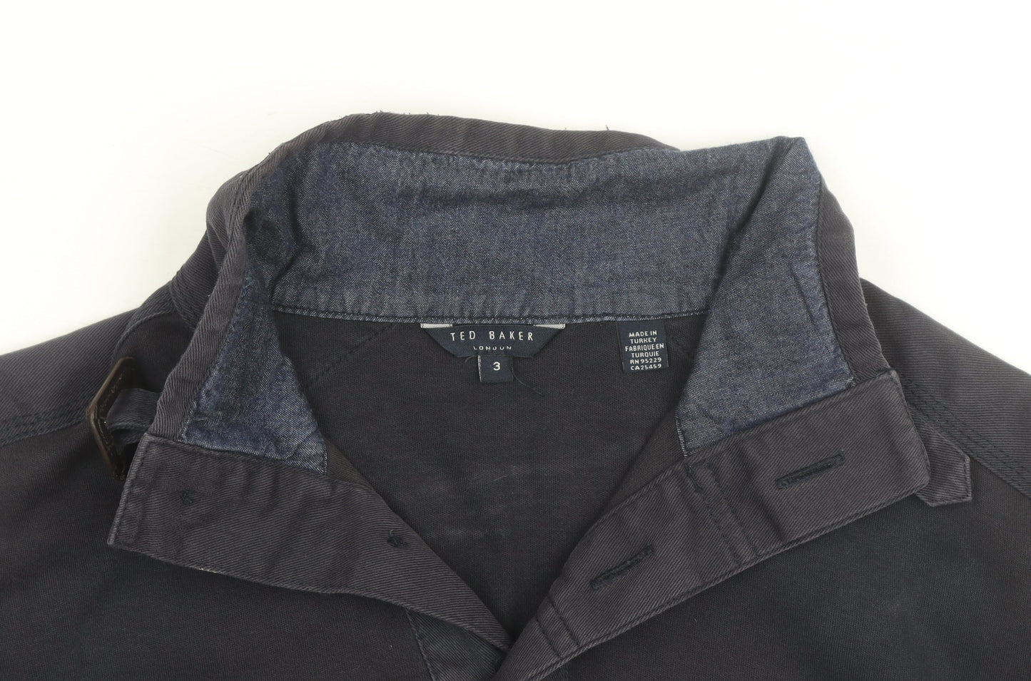 Ted Baker Men's Black Long Sleeve Buckle Collar Cotton Top M
