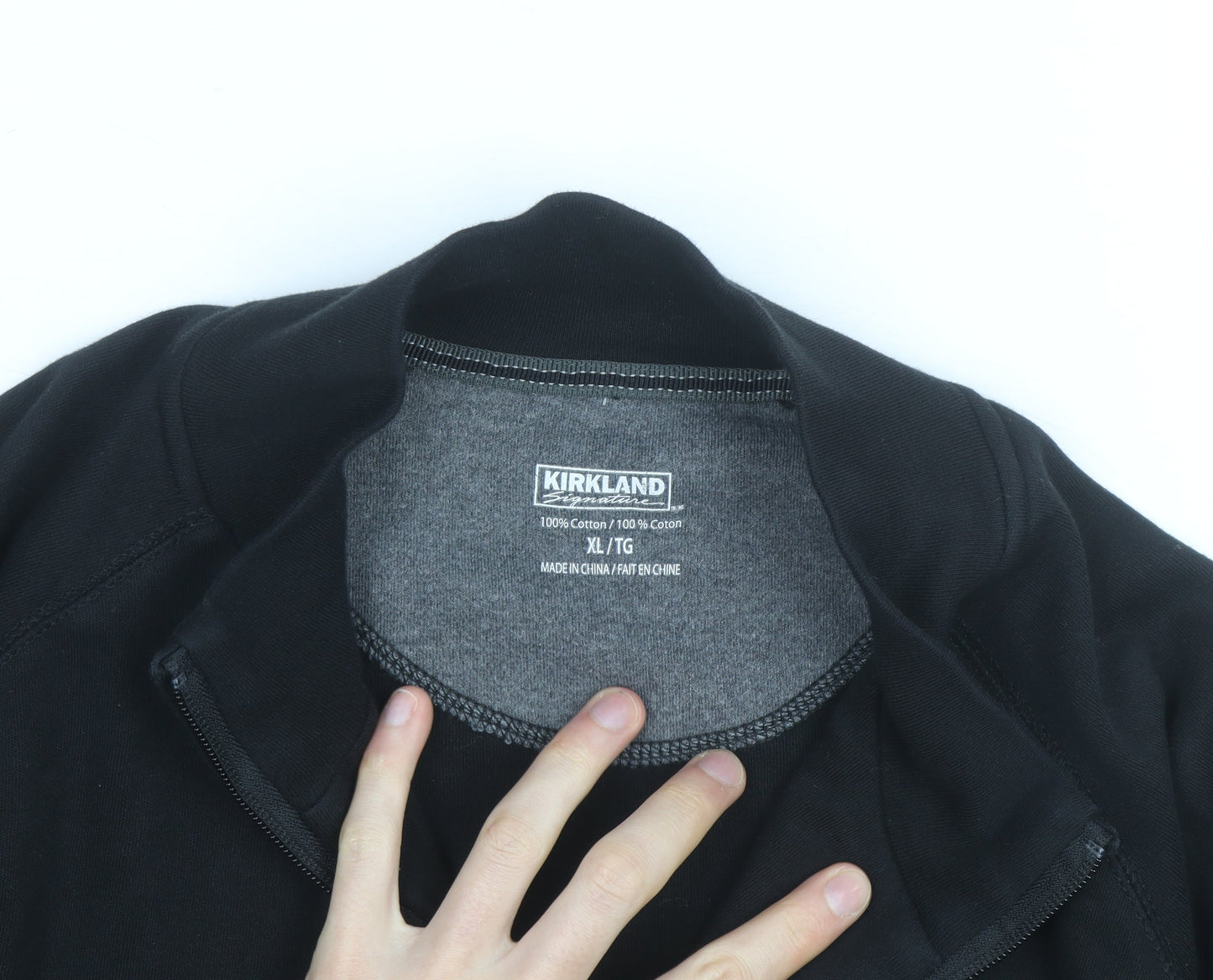 Kirkland Men's Black XL 1/2 Zip Cotton Sweatshirt