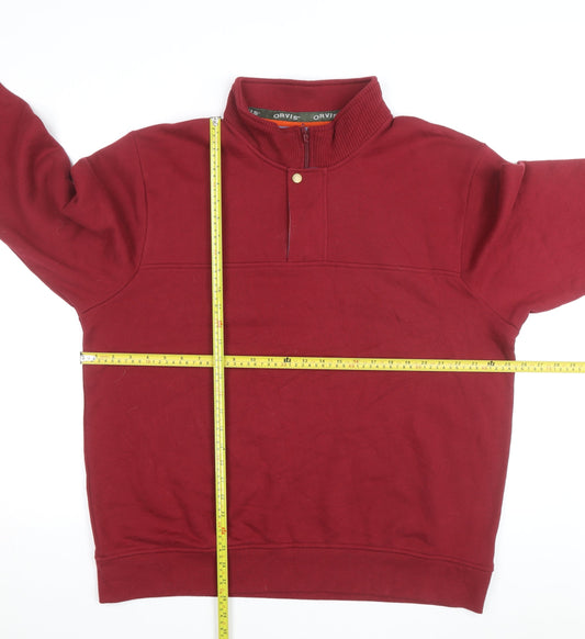 Orvis Men’s Red XL 1/4 Zip Mock Neck Cotton Fleece Sweatshirt