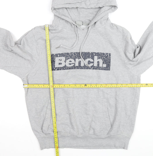 Bench Men's Grey Pullover Hoodie XL Regular Fit Logo Fleece Sweatshirt