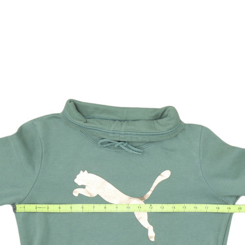 Puma Womens Green Pullover Sweatshirt Size 12 Long Sleeve Logo