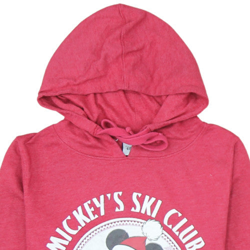 Disney Womens Red Mickey's Ski Club Pullover Hoodie Size 14/16