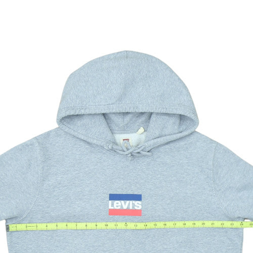 Levi's Men Grey Pullover Hoodie L Regular Fit Logo Fleece Sweatshirt