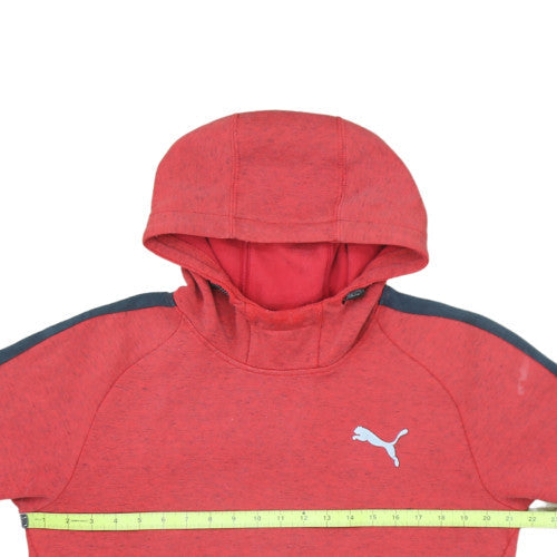Puma Boys Red Hooded Pullover Sweatshirt Size M Cotton Blend