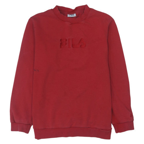 Additional front view of Fila women’s red crew neck pullover sweatshirt, size UK 14