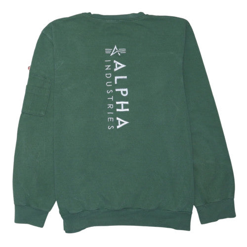 Alpha Industries Men Green XL Pullover Crew Neck Cotton Sweatshirt
