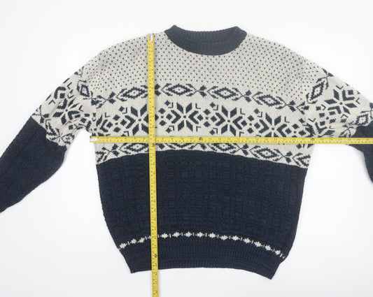Hardwood & Pine Men's Blue Fair Isle Knit XL Pullover Jumper