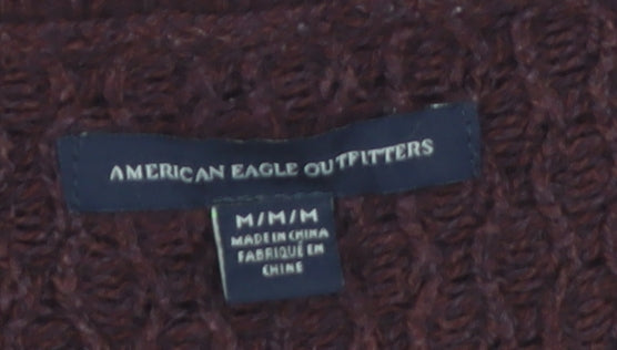 American Eagle Outfitters Women’s Brown Knit V-Neck Jumper Size M