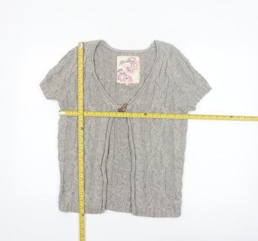 Mantary Women’s Grey Cable-Knit Short Sleeve Cardigan UK 10