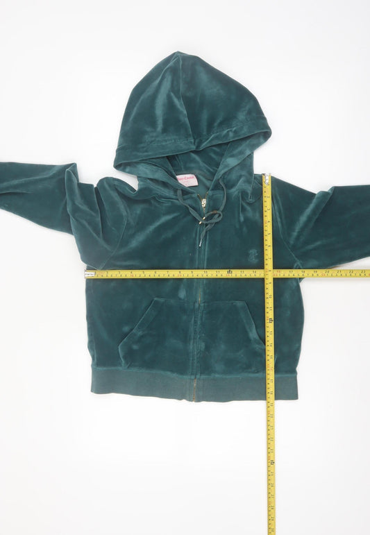 Juicy Couture Women Green Velour Full Zip Hoodie Size L