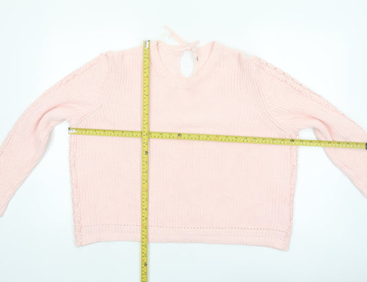 Marks and Spencer Women Pink XL Knit Cotton Crew Neck Jumper
