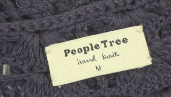 People Tree Womens Purple Cotton Crochet Short Sleeve Cardigan M