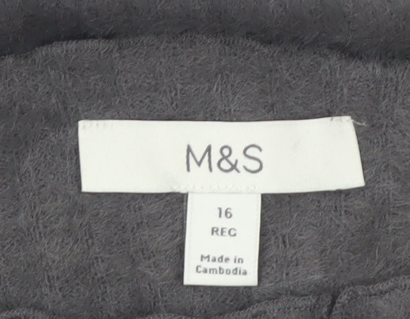 Marks and Spencer Women’s Grey Mock Neck Long Sleeve Pullover Jumper Size 16