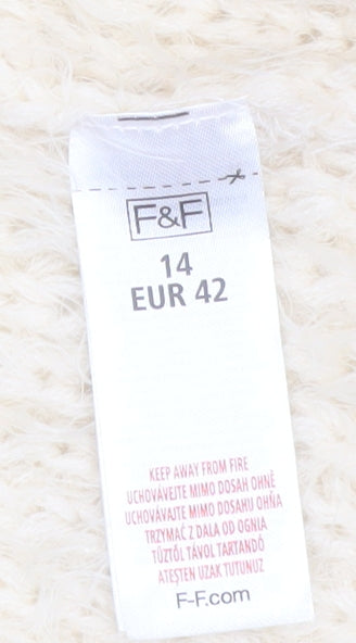 F&F Women’s Ivory Long Sleeve Chunky Knit Cardigan Size 14
