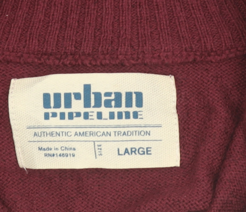Urban Pipeline Mens Multicoloured 1/4 Zip High Neck Jumper Size L