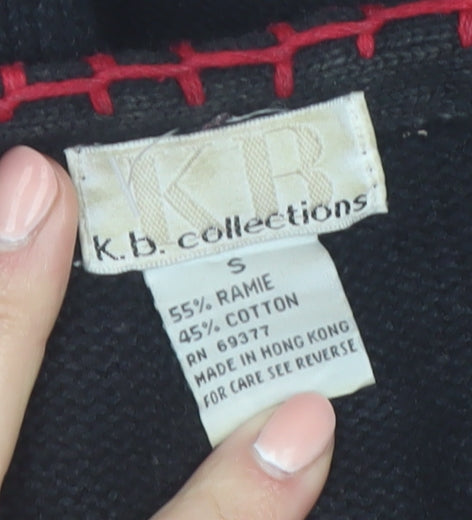 K.B. Collections Womens Black Christmas Floral Cardigan Size S