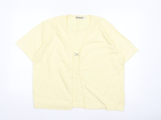 Debbie Morgan Women’s Yellow Short Sleeve V-Neck Cardigan M
