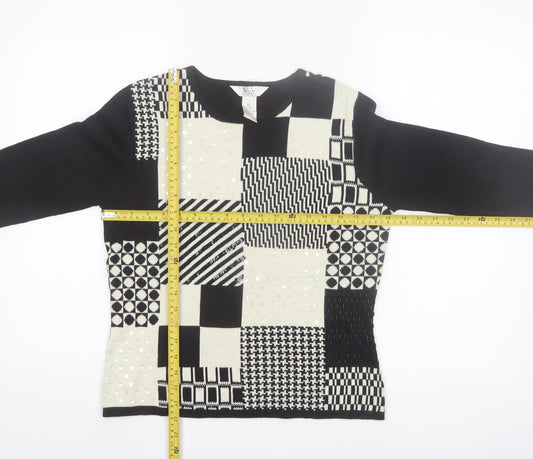 Outfit Women’s Petite Black Geometric Sequin Pullover Jumper S