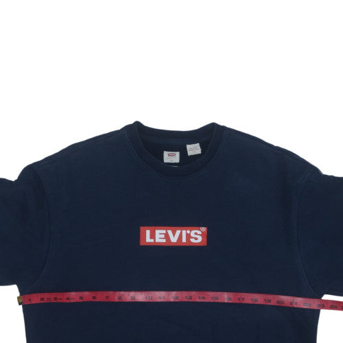 Levi's Men's Blue Relaxed Fit Crew Neck Logo Sweatshirt Size M