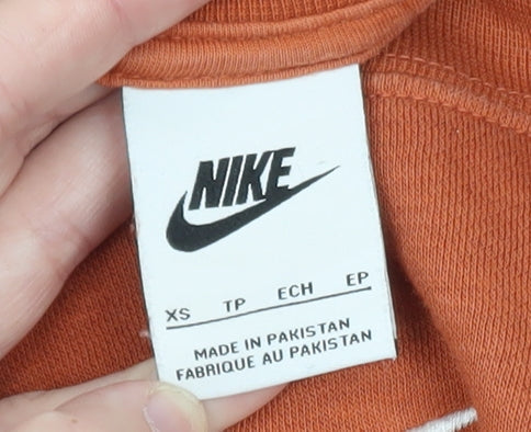 Nike Womens Rust Orange Crew Neck Pullover Sweatshirt XS
