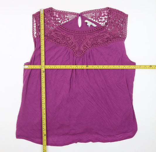 Boden Women’s Purple Crochet Sleeveless Blouse Size 12