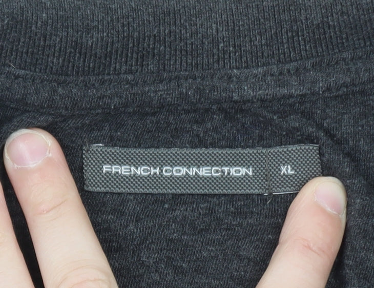 Brand and care label for French Connection Women's Grey XL Long Sleeve Cotton Polo Shirt