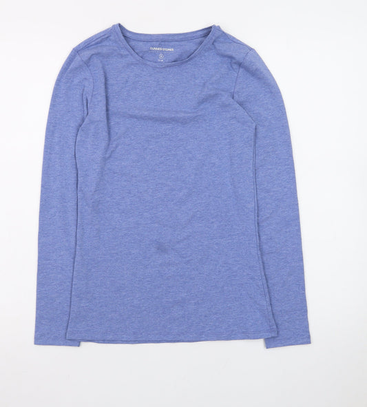 Additional front view of Dunnes Women’s Blue Long Sleeve Basic Cotton T-Shirt, size UK 8