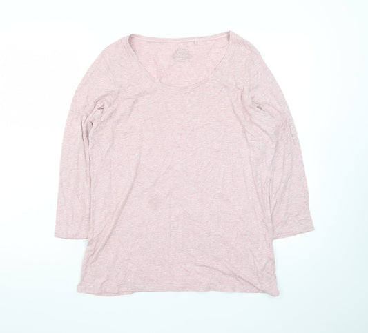 FatFace Women Pink 3/4 Sleeve Cotton Basic T-Shirt UK 10