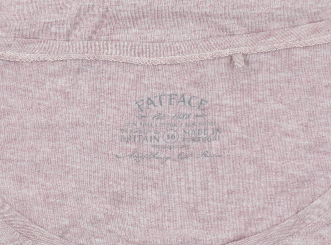 FatFace Women Pink 3/4 Sleeve Cotton Basic T-Shirt UK 10