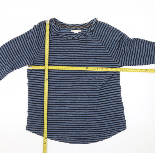 White Stuff Women Blue Striped Long Sleeve Cotton T-Shirt UK 12