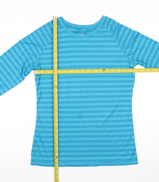 Crane Women's Blue Striped Long Sleeve Polyester T-Shirt Size 12-14