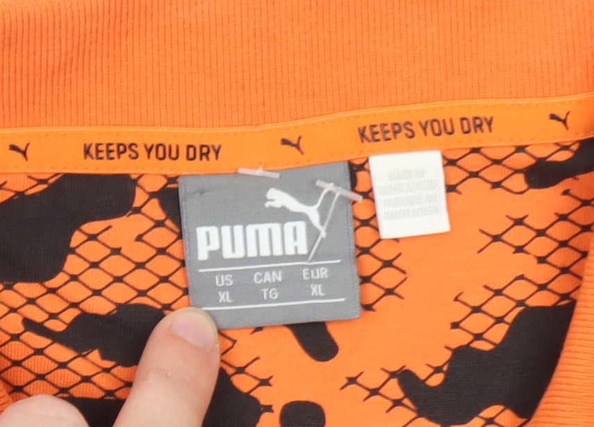 Puma Men's Orange XL Performance Polo Shirt Short Sleeve
