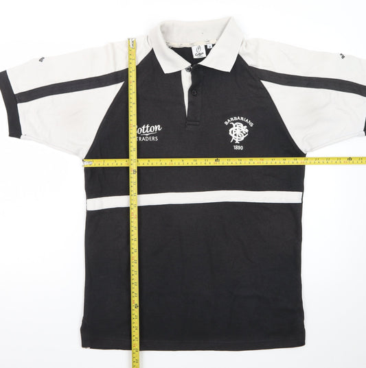 Cotton Traders Men's Black Rugby Polo Shirt Size M Sportswear