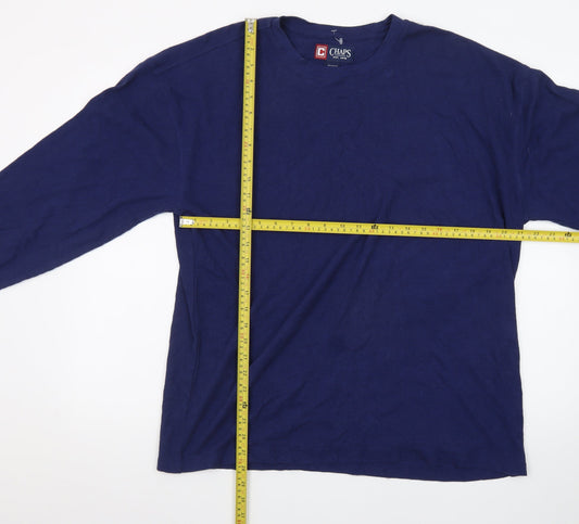 Chaps Men's Blue Long Sleeve Crew Neck Cotton Blend T-Shirt Size M