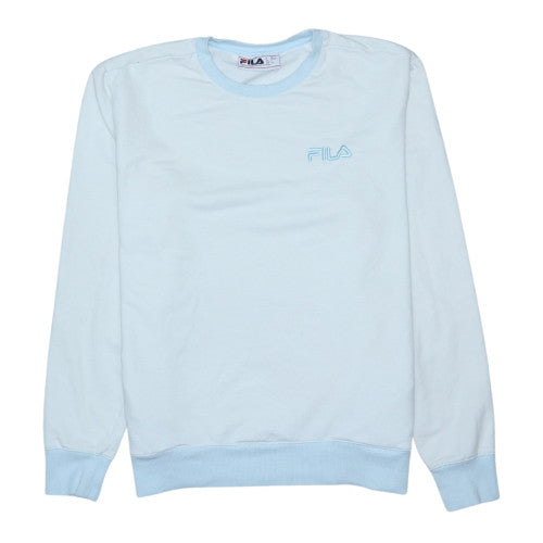Additional front view of Fila women’s light blue crew neck pullover sweatshirt, size L