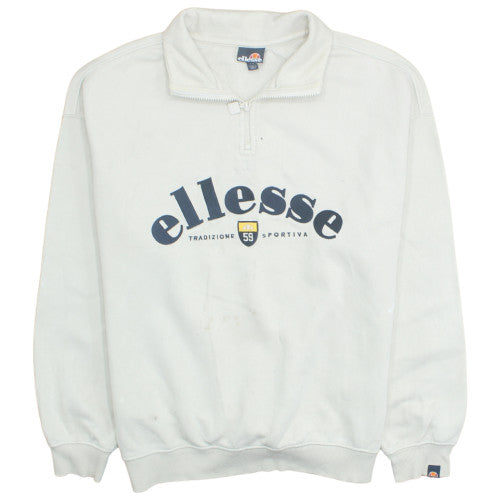 Additional front view of Ellesse women’s beige 1/4 zip pullover sweatshirt uk m