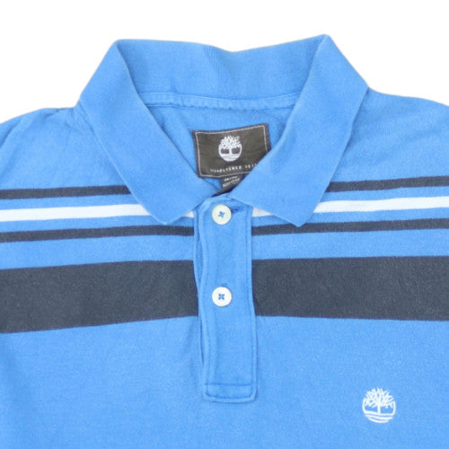 Timberland Men's Blue Striped XL Regular Fit Cotton Polo Shirt