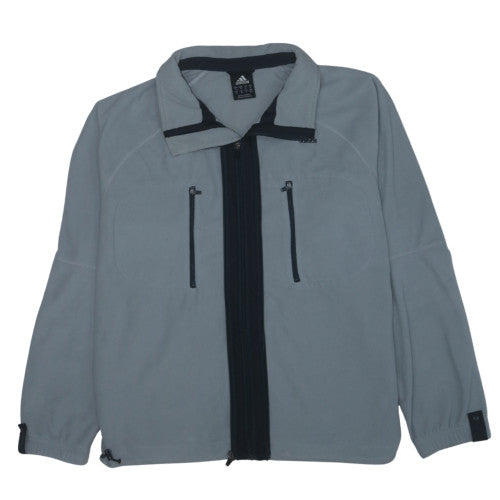 Additional front view of Adidas Men's Grey Softshell Fleece Jacket, size M, Full Zip Sportswear
