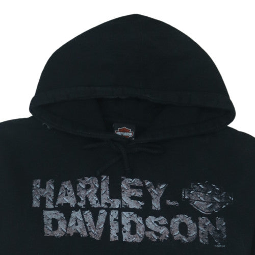 Harley-Davidson Men's Black Pullover Hoodie L Graphic Fleece Sweatshirt