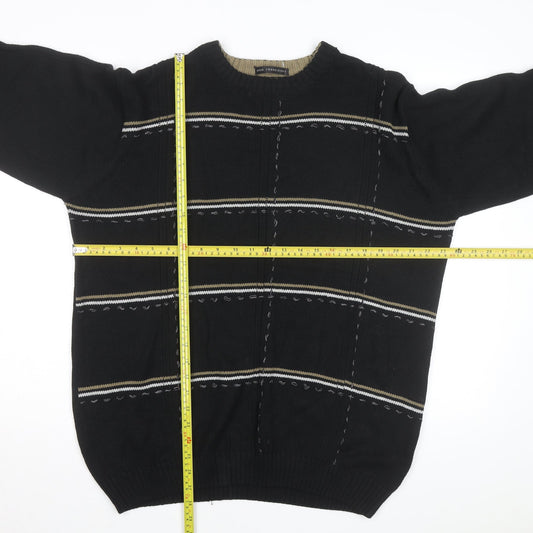 Bill Blass Men’s Black Hand Embroidered Cotton Jumper XL