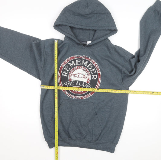 The Alamo Men’s Grey Pullover Hoodie S Graphic Fleece Sweatshirt