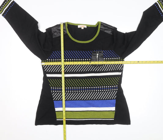 Le Grenier Unisex Black Geometric Knit Pullover Jumper XL