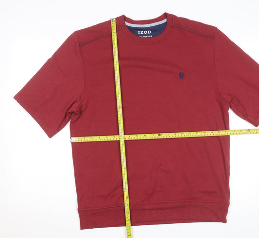 IZOD Men Red Short Sleeve Crew Neck Pullover Sweatshirt M