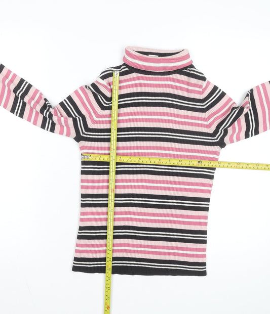 Northern Reflections Women's Multicoloured Striped Roll Neck Cotton Jumper Size S