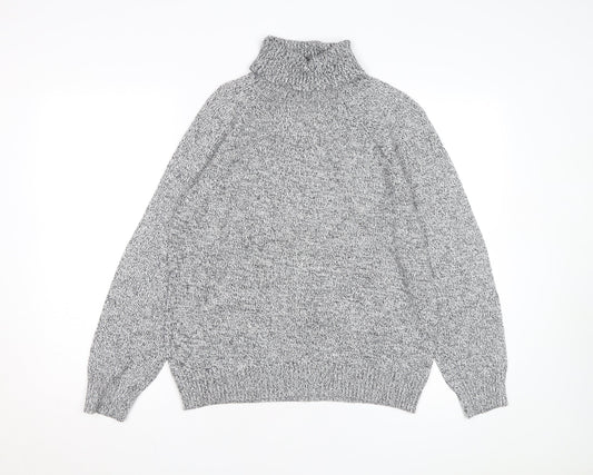 Karen Scott Women Grey Roll Neck Long Sleeve Cotton Jumper M