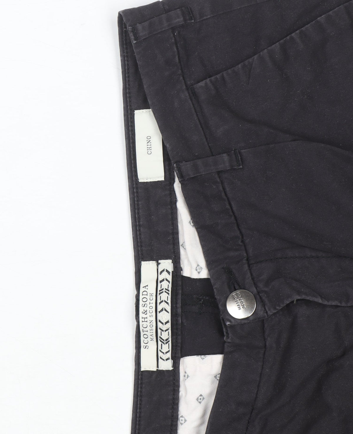 Additional view of Scotch & Soda women’s black chino trousers, size UK 26/32 slim, fit