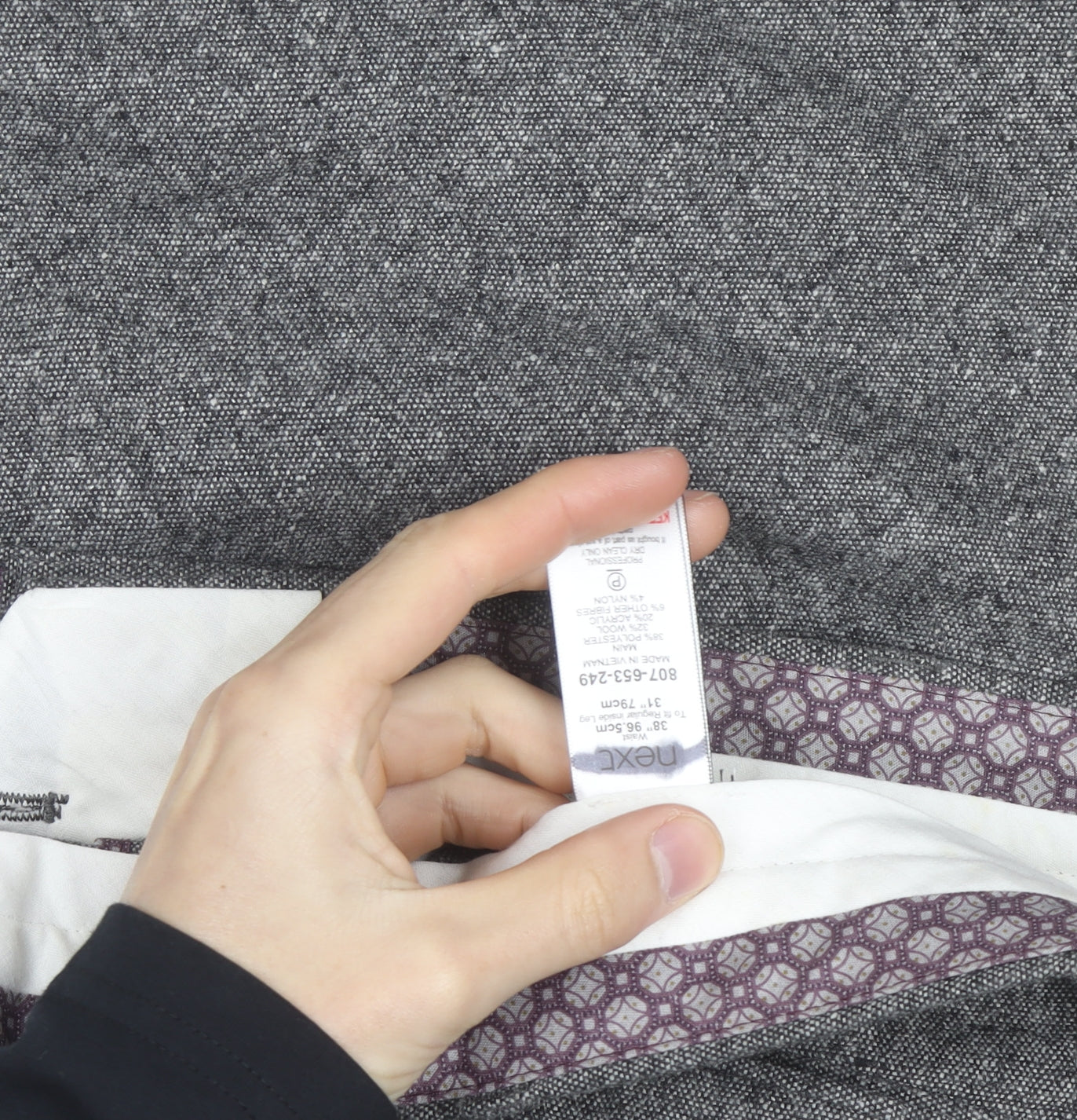 Next Men’s Grey Regular Fit Dress Pants Trousers 36R